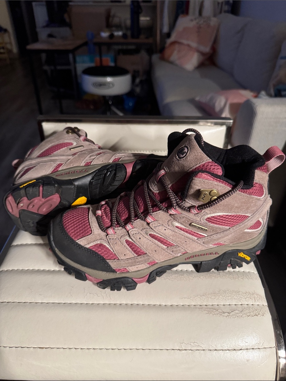 Merrell Women's Pink and Gray Waterproof Hiking Boots
